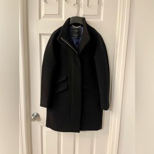 J.Crew Petite Cocoon coat in Italian stadium-cloth wool in Black. Size 4P